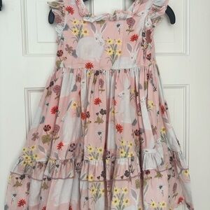 Pink Chicken Pink and White Tiered Ruffled Sundress Easter